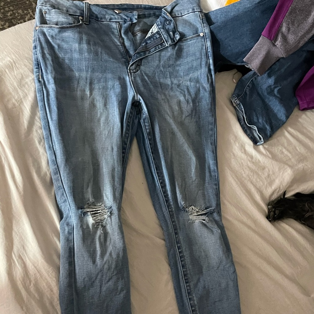 size 14 ripped jeans, ankle length